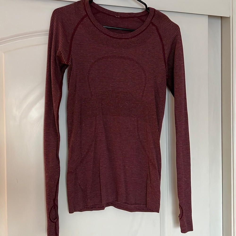 COPY - Lululemon swiftly tech long sleeve shirt. Maroon. Size 10.